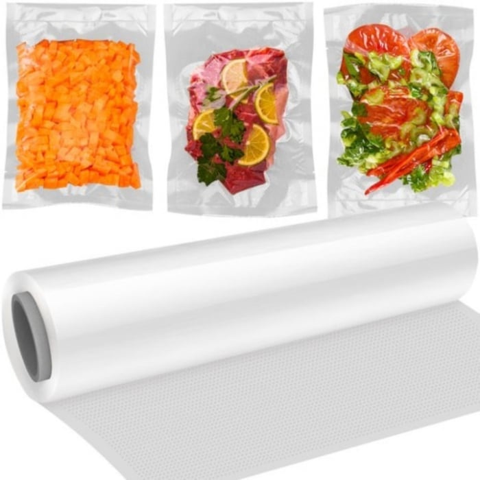 Vacuum Sealer Roll 20cm x 5m, 100 Micron Embossed PA/PE Food Grade Bag, BPA-Free, Sous Vide & Microwave Safe, Universal Fit