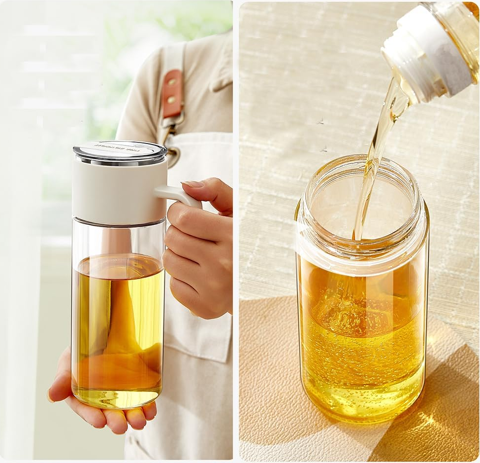 500ml Automatic Gravity Oil and Vinegar Dispenser: HIPS & Silicon Leak-Proof Bottle with Ergonomic Handle