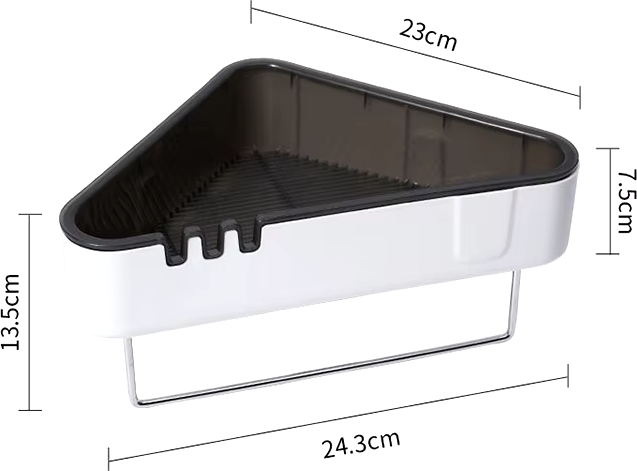 Telescopic Bathroom Corner Shelf, 4-Tier Adjustable Height 85-305cm, Rust-Resistant Metal and PP Plastic, No-Drilling Tension Pole Organizer with Towel Rail and Hooks, White/Chrome