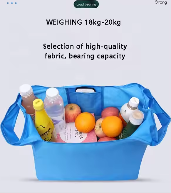 Multicolor 25L Foldable Polyester Shopping Bag with Reinforced Handles and Inner Pocket