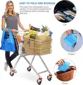 Multicolor 25L Foldable Polyester Shopping Bag with Reinforced Handles and Inner Pocket
